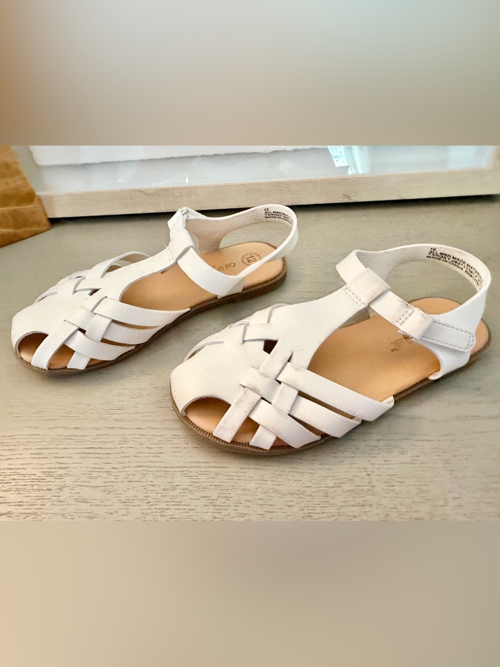 Cat & Jack Girls White Fisherman Sandals 12